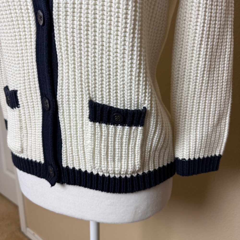 Old Navy Women's White and Navy Cardigan- Small - Picture 6 of 9